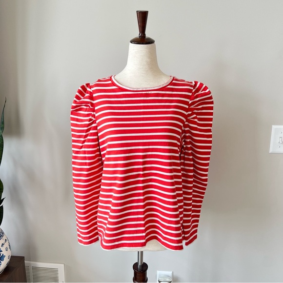 Boden Tops - Boden Puff Shoulder Striped Nautical Long Sleeve Top